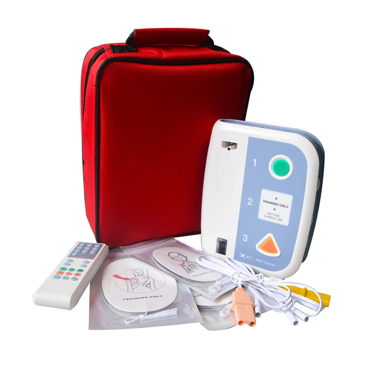 ʻO ka mea hoʻomaʻamaʻa AED Automated External Defibrillator ke aʻo ʻana i ka hoʻomaʻamaʻa kōkua mua no nā mea hana ʻelua kula CPR.