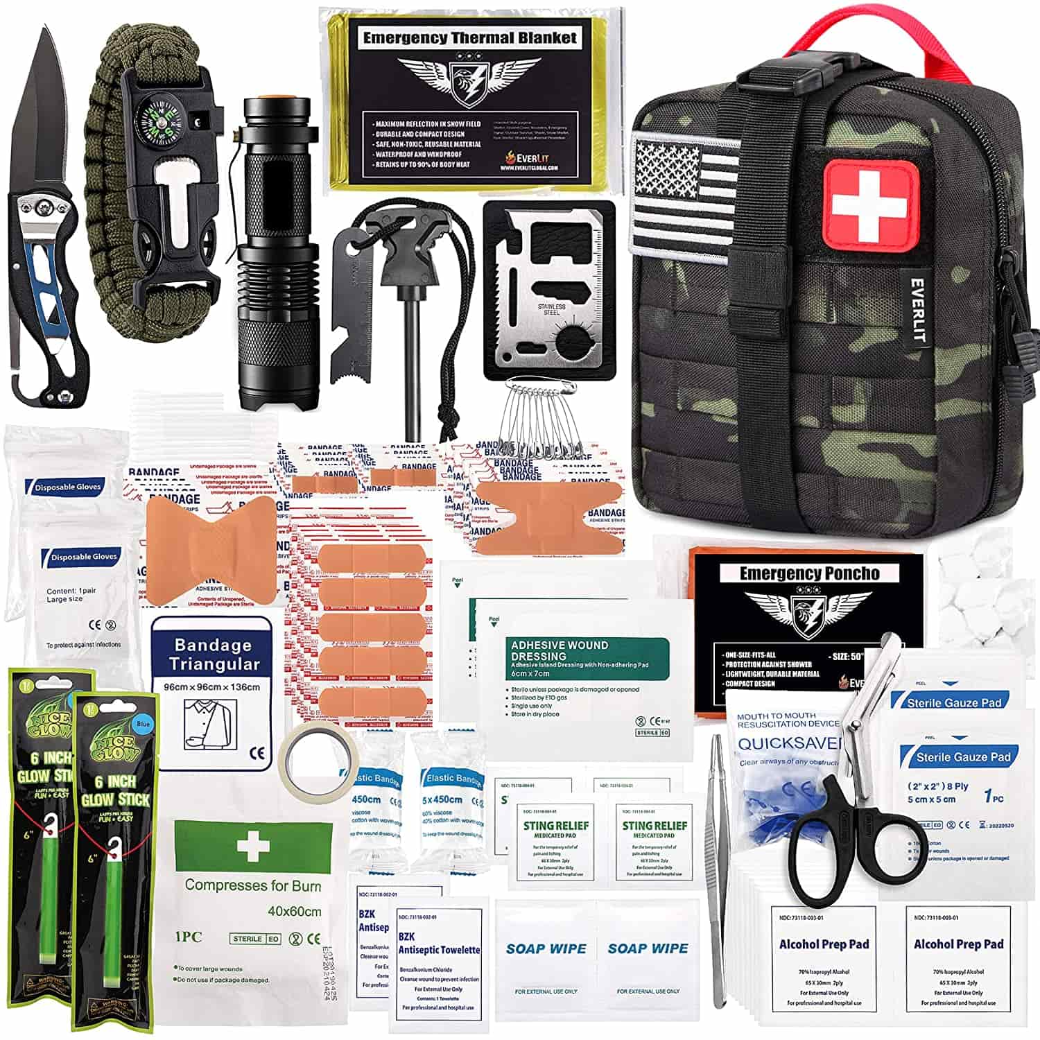 ʻO Black Camo Survival First Aid Kit He 250 Piece First Aid Kit