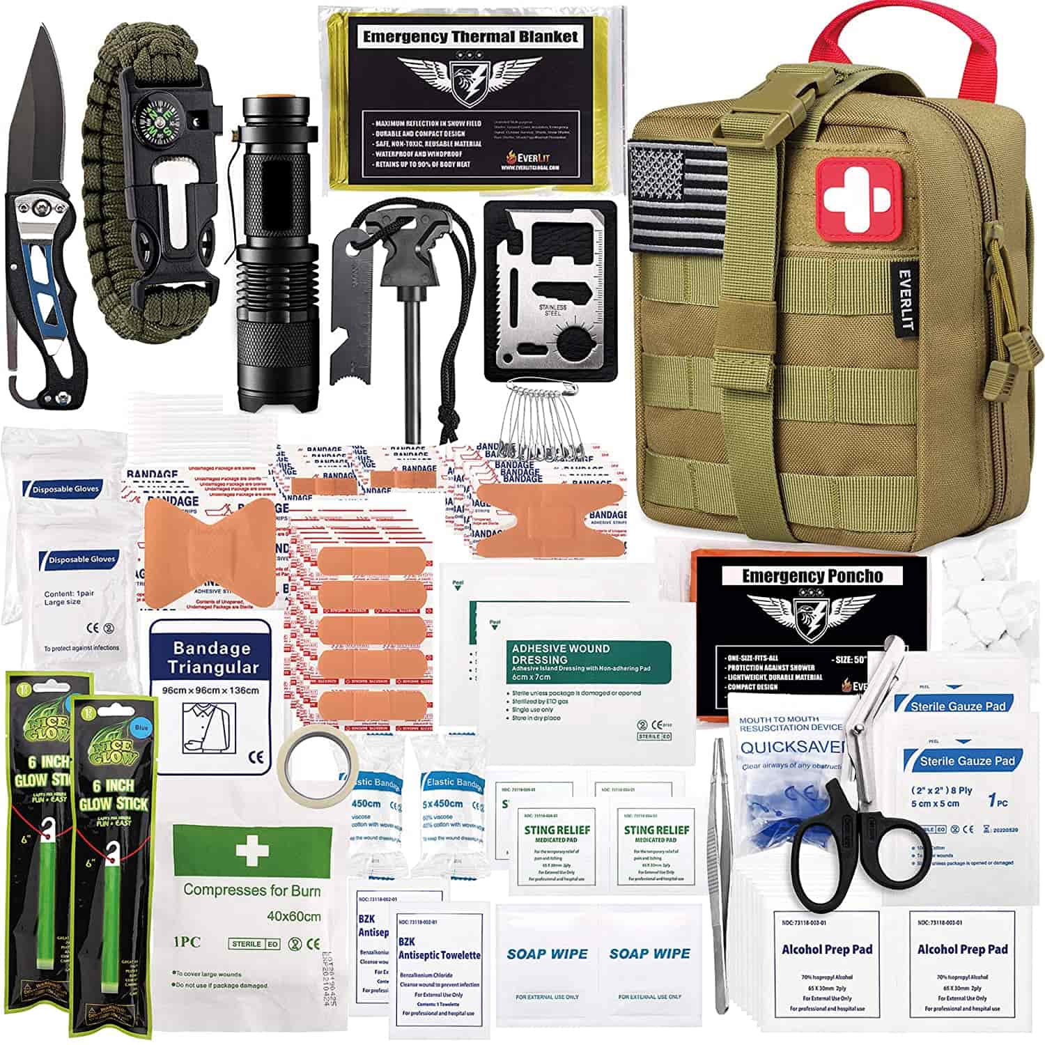 ʻO Brown Survival First Aid Kit i loko o 250 Piece First Aid Kit