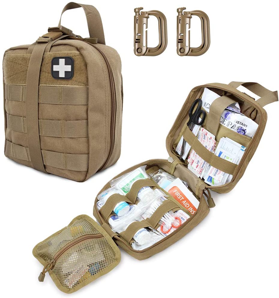 ʻO Khaki Tactical First Aid Koa Koa Lapaʻau Pouch Loaʻa i ka Red Cross Patch