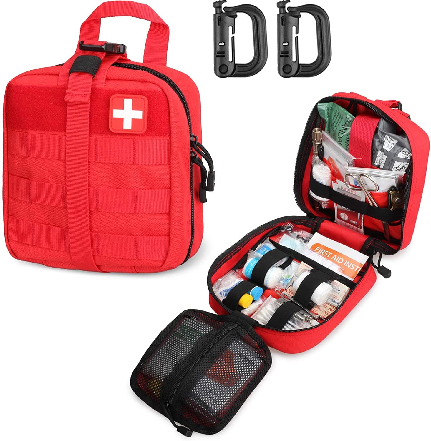 ʻO Red Tactical First Aid Koa Koa Lapaʻau Pouch Loaʻa i ka Red Cross Patch